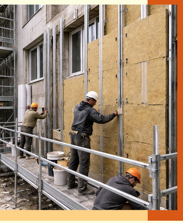 Утепление вентилируемого фасада в Димитровграде от 5770 руб/м2 — монтаж и утепление вентфасад | ТепломастерДмт